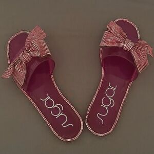 Sugar Women's Hot Pink Slide Sandals with Bow